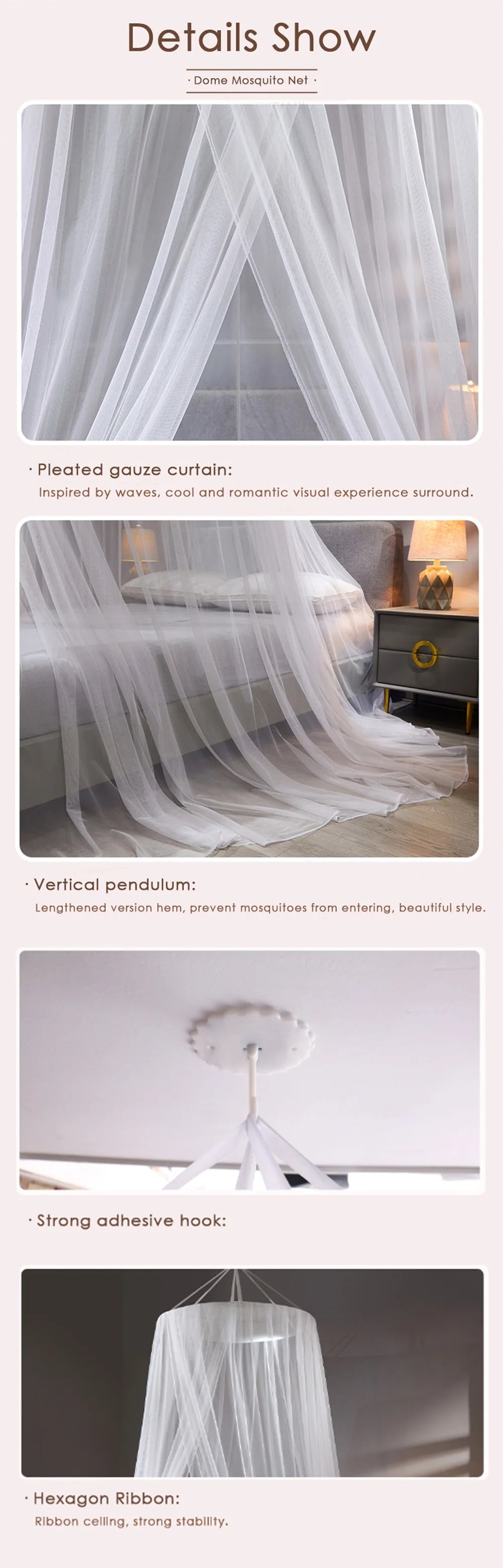 Moustiquaire de lit blanc anti-moustiques pour chambre