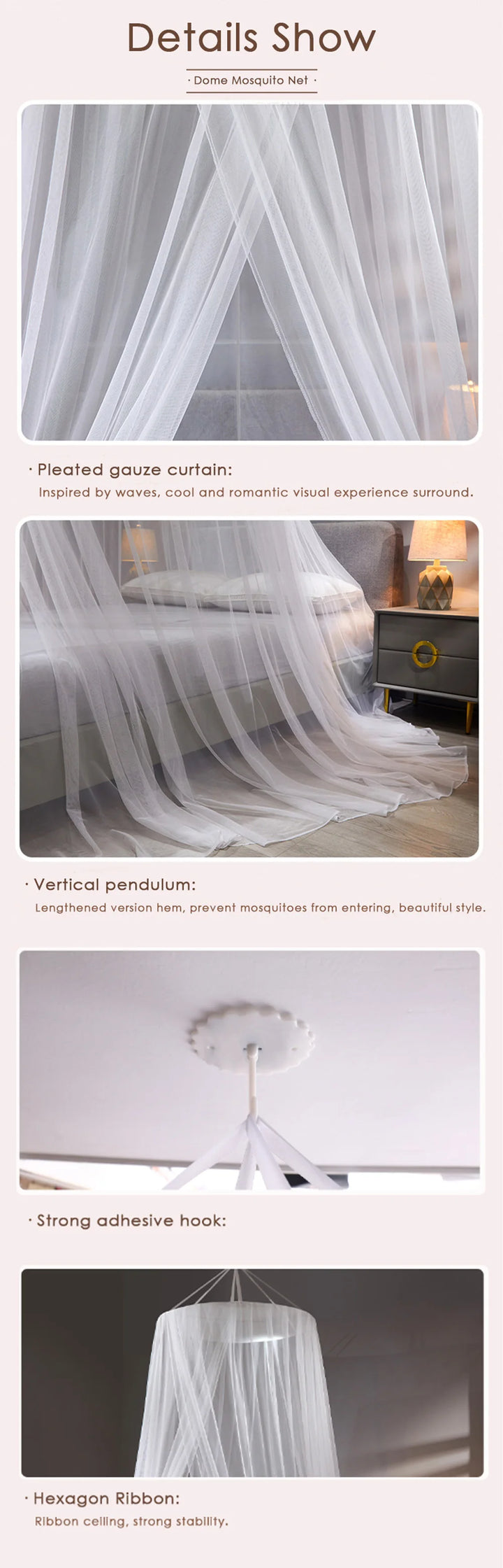 Moustiquaire de lit blanc anti-moustiques pour chambre