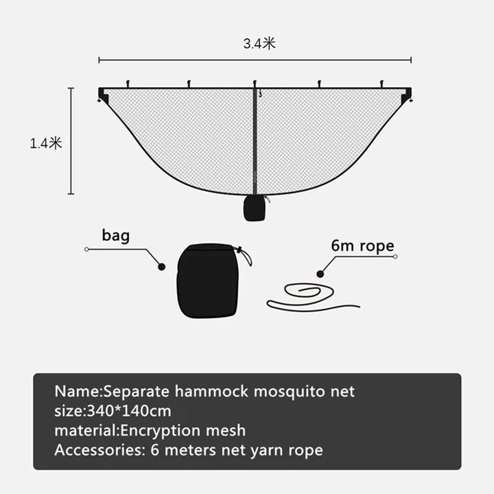 Moustiquaire de hamac noir pour le camping