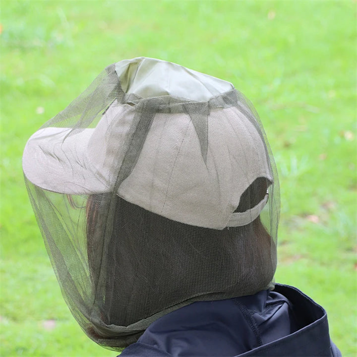Moustiquaire de tête gris pour pêche et randonnée