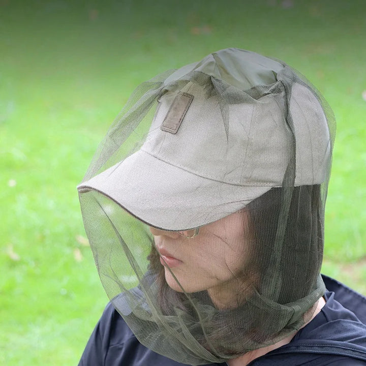Moustiquaire de tête gris pour pêche et randonnée