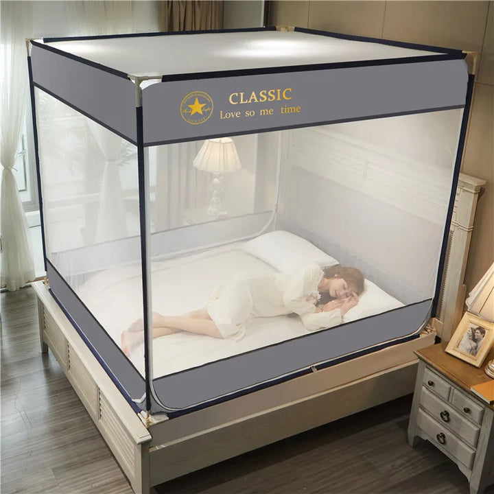 Moustiquaire de lit gris anti-moustiques pour chambre