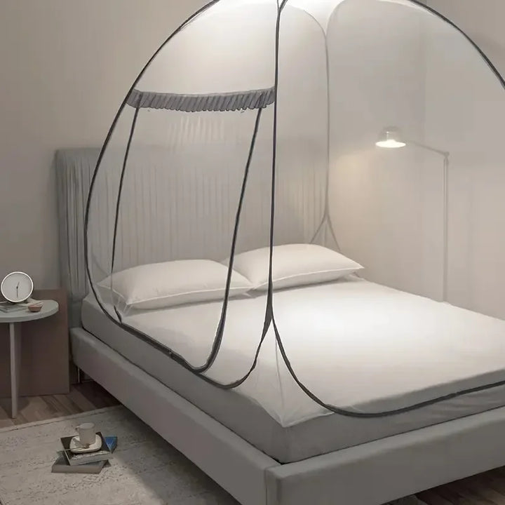 Moustiquaire de lit gris anti-moustiques pour chambre
