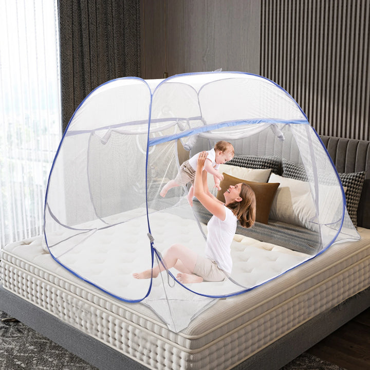 Moustiquaire de lit bleu anti-moustiques pour chambre