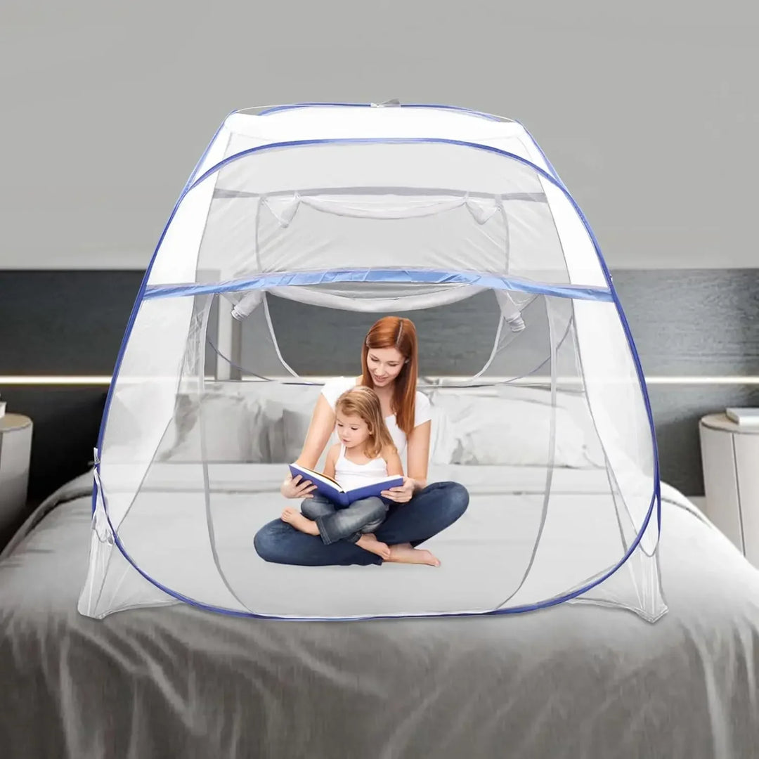 Moustiquaire de lit bleu anti-moustiques pour chambre