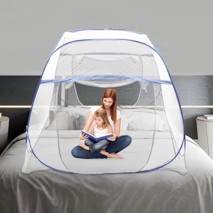 Moustiquaire de lit bleu anti-moustiques pour chambre