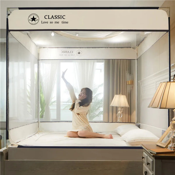 Moustiquaire de lit gris anti-moustiques pour chambre
