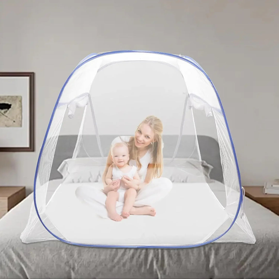 Moustiquaire de lit bleu anti-moustiques pour chambre