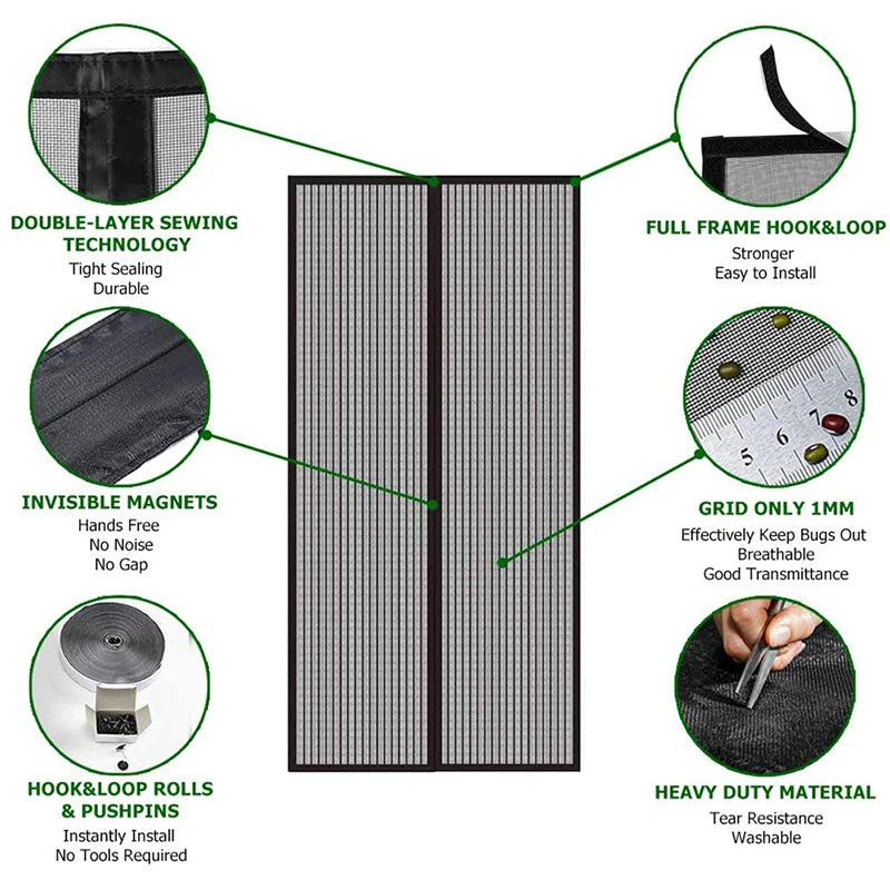 Moustiquaire de porte magnétique anti-insectes