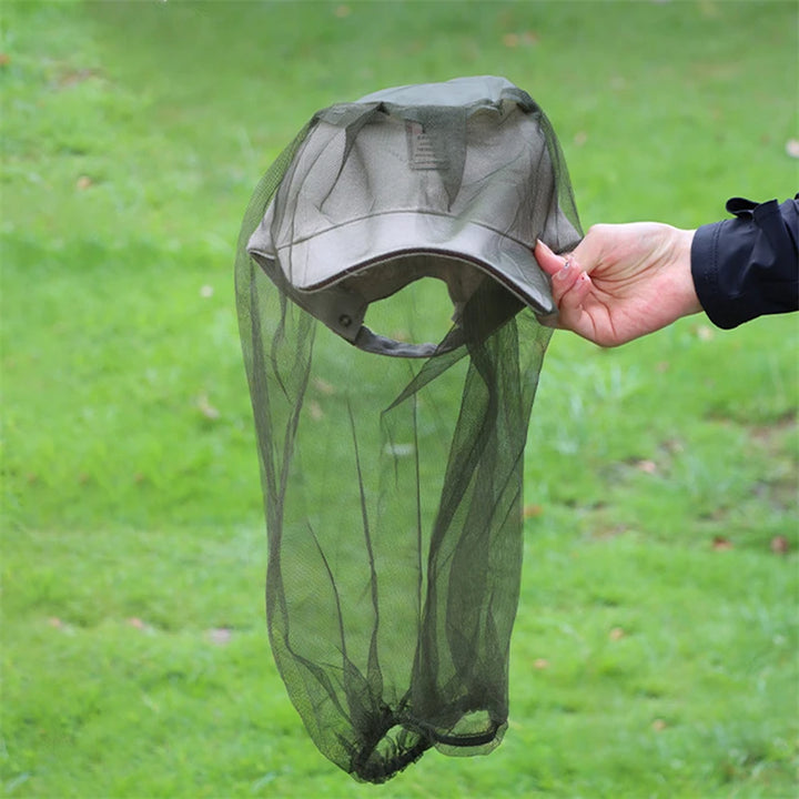 Moustiquaire de tête gris pour pêche et randonnée