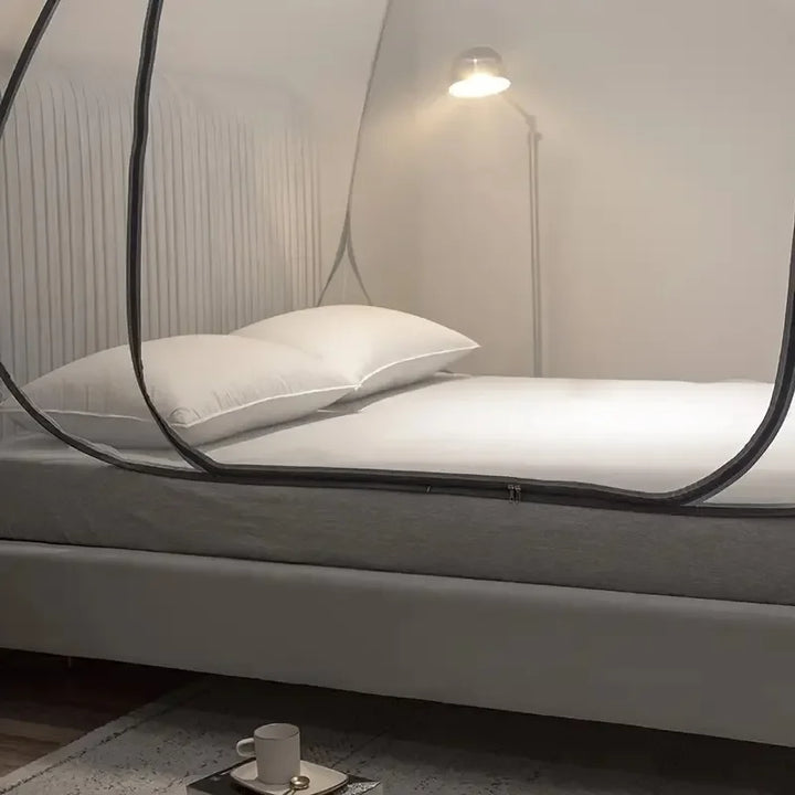 Moustiquaire de lit gris anti-moustiques pour chambre