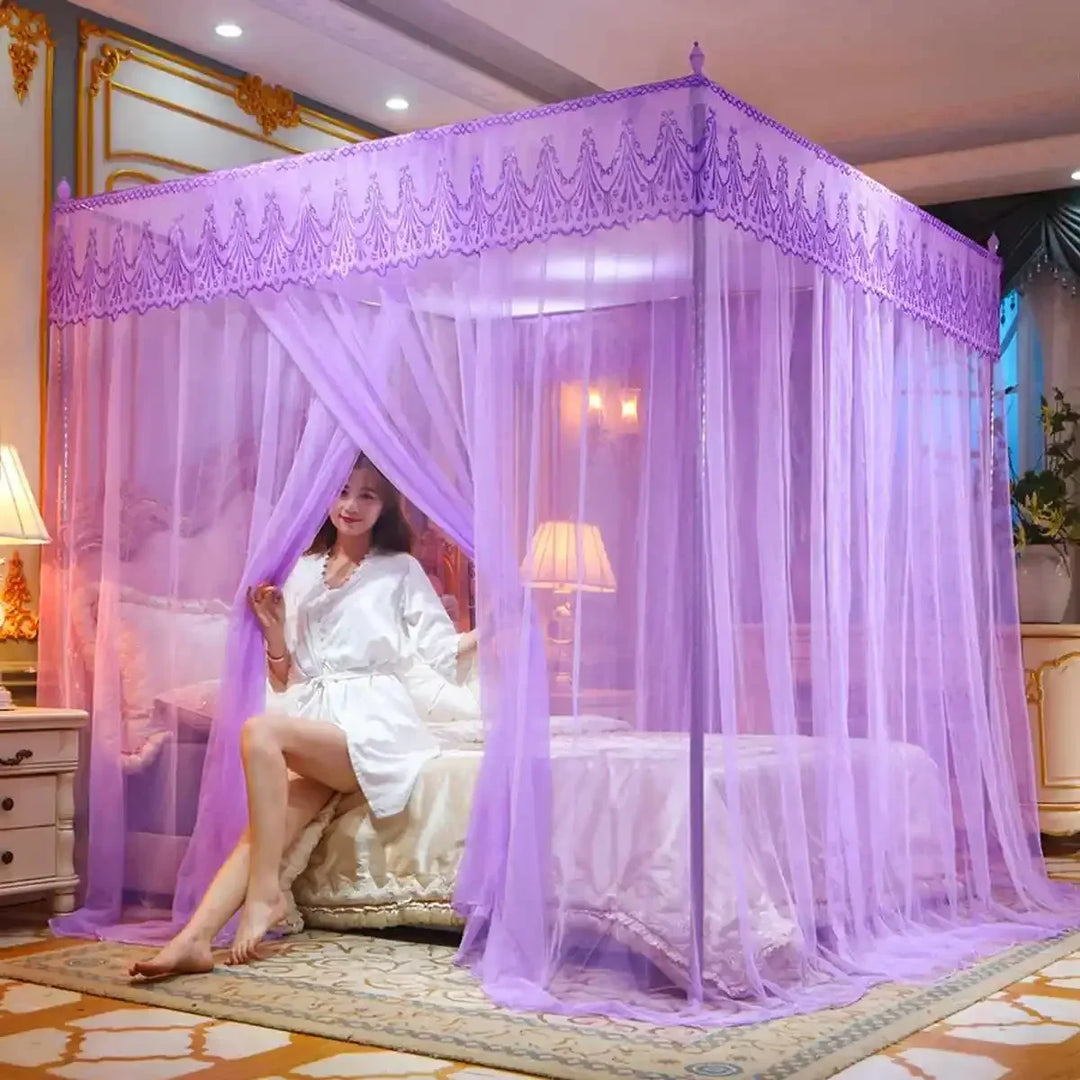 Moustiquaire de lit orange anti-moustiques pour chambre