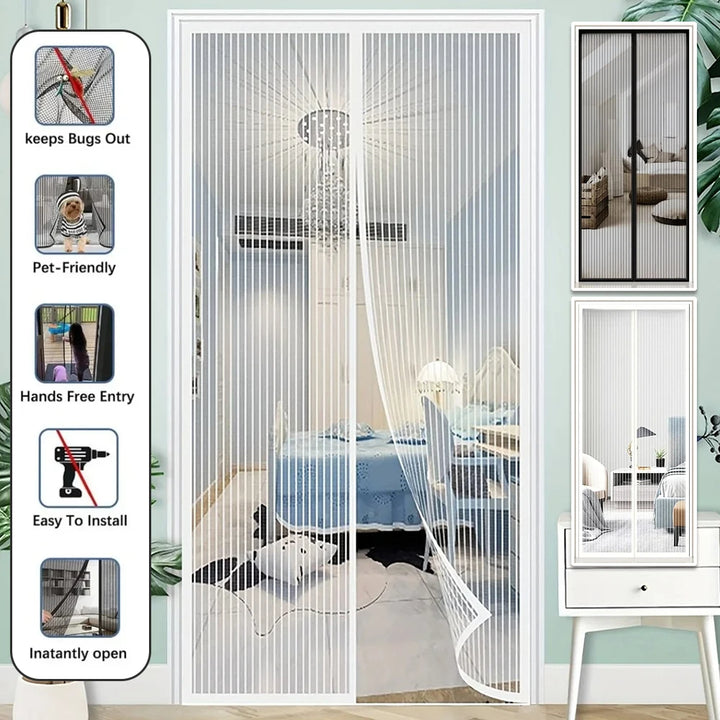 Moustiquaire de porte noir magnétique anti-insectes