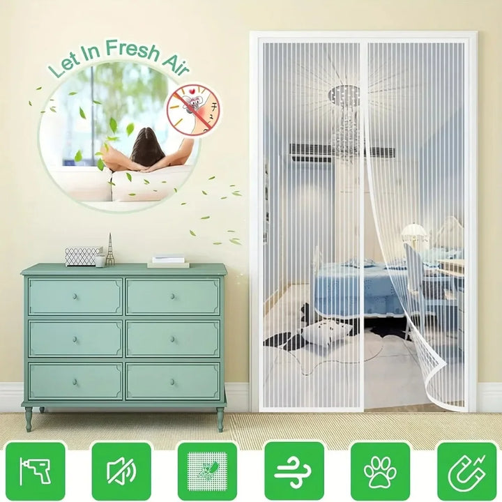 Moustiquaire de porte noir magnétique anti-insectes