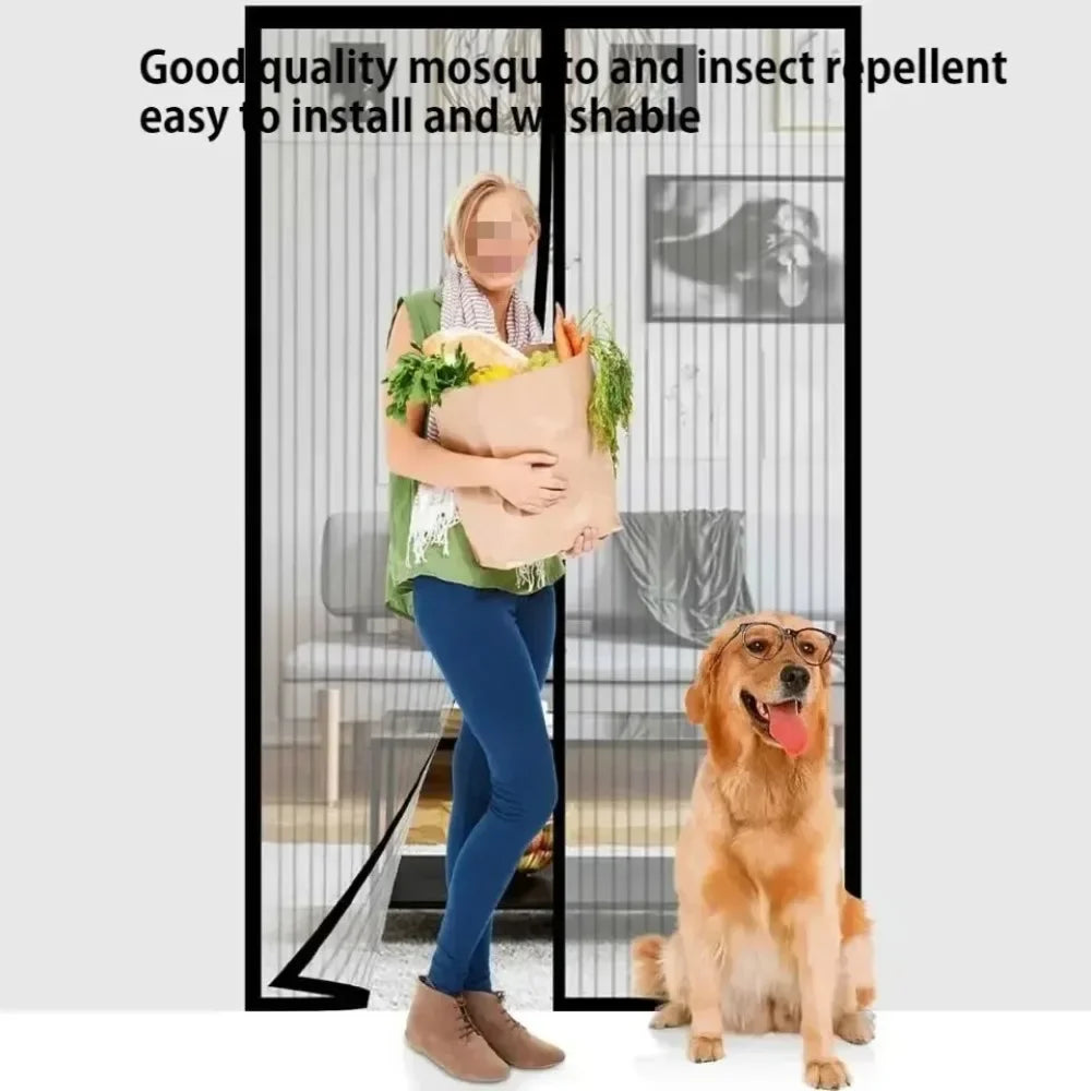 Moustiquaire de porte noir magnétique anti-insectes