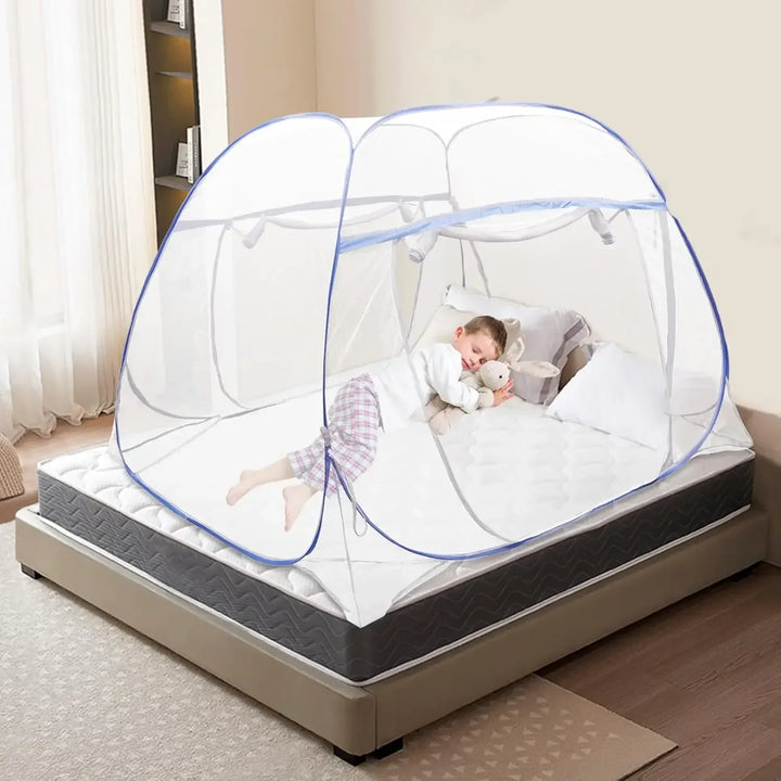 Moustiquaire de lit bleu anti-moustiques pour chambre