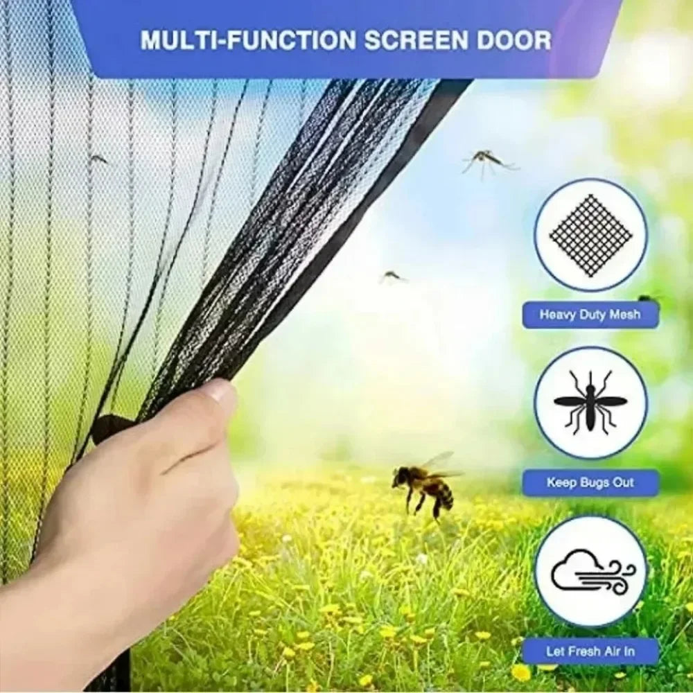 Moustiquaire de porte noir magnétique anti-insectes