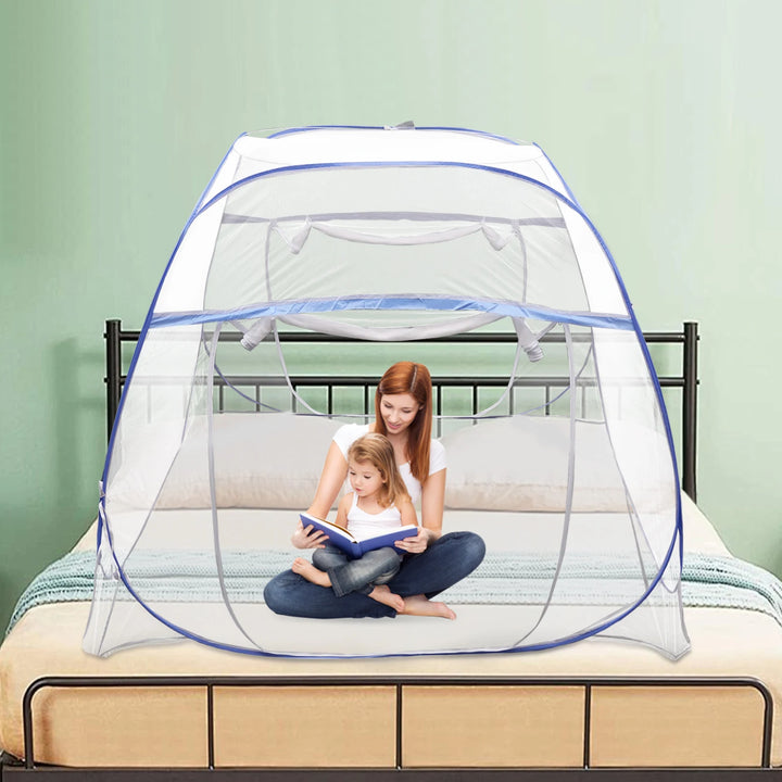 Moustiquaire de lit bleu anti-moustiques pour chambre