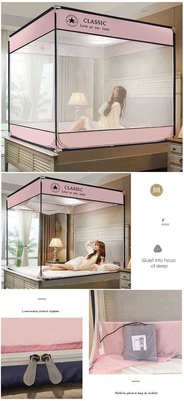 Moustiquaire de lit gris anti-moustiques pour chambre