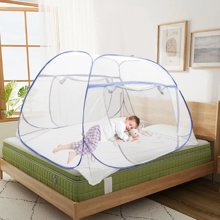 Moustiquaire de lit bleu anti-moustiques pour chambre