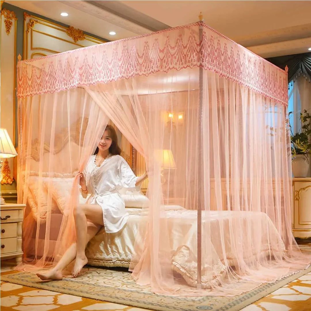 Moustiquaire de lit orange anti-moustiques pour chambre