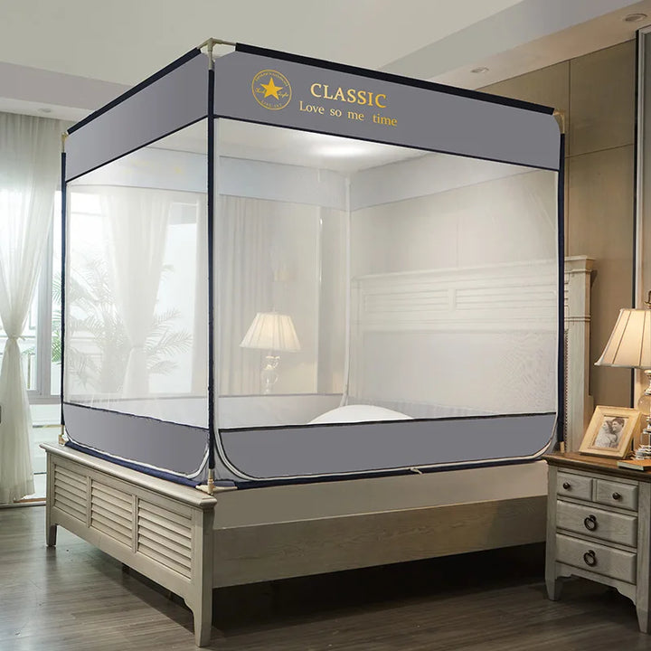 Moustiquaire de lit gris anti-moustiques pour chambre