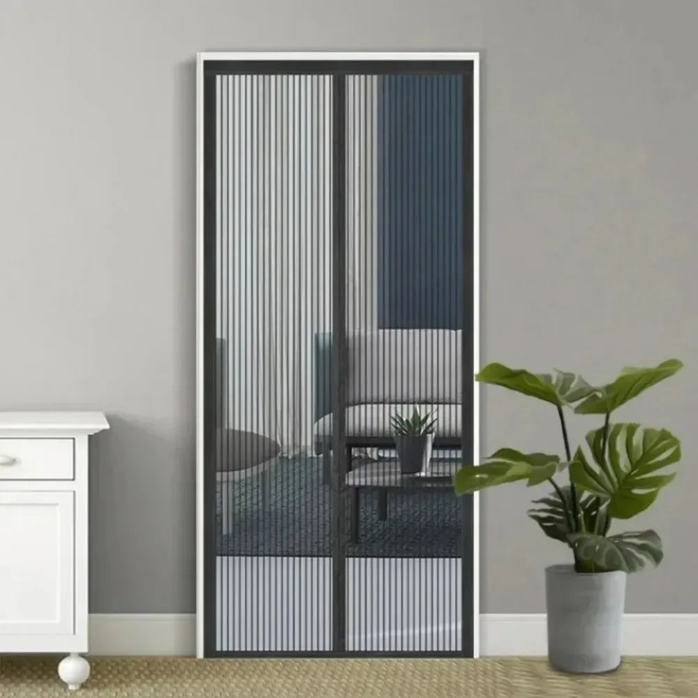 Moustiquaire de porte noir magnétique anti-insectes