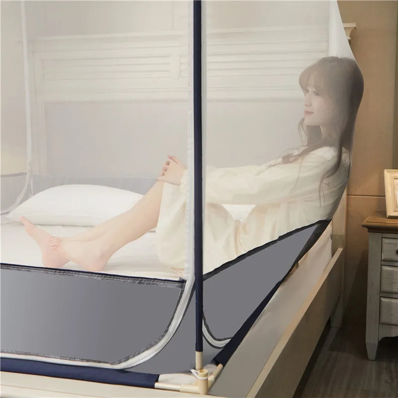 Moustiquaire de lit gris anti-moustiques pour chambre