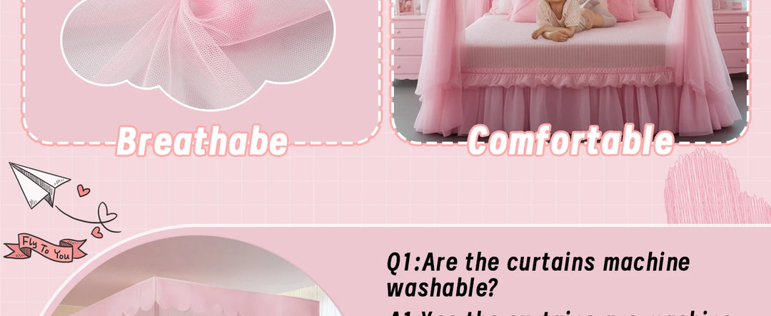 Moustiquaire de lit rose anti-moustiques pour chambre