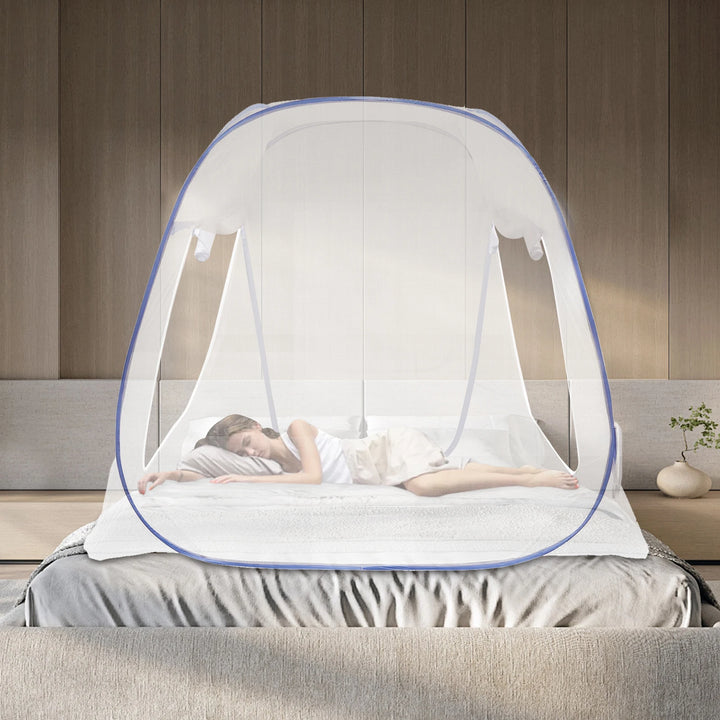 Moustiquaire de lit bleu anti-moustiques pour chambre