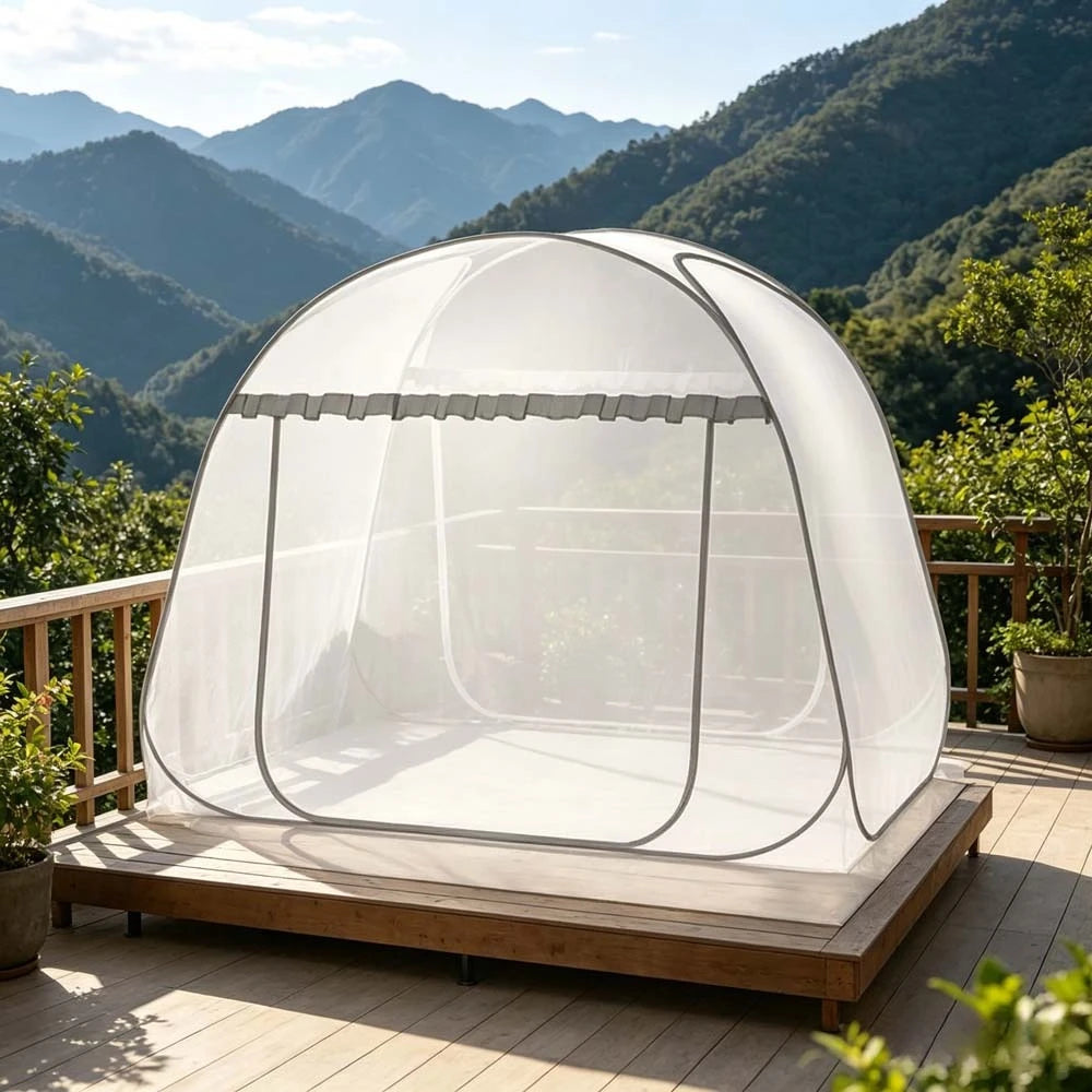 Moustiquaire de lit gris anti-moustiques pour chambre