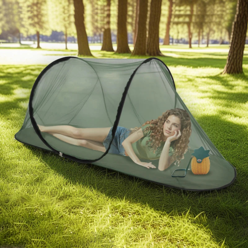 Moustiquaire d'extérieur vert pour camping et jardin
