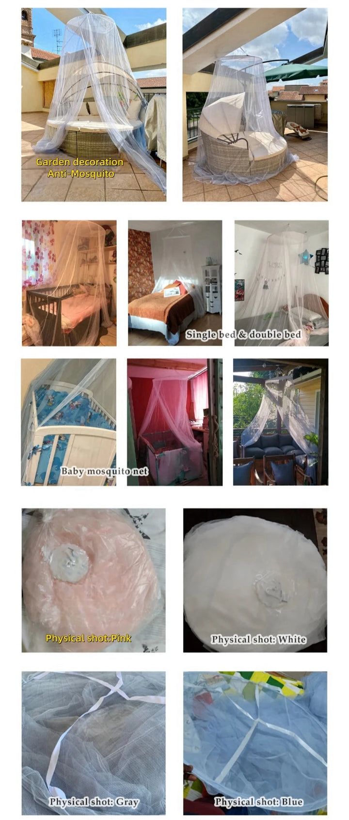 Moustiquaire de lit blanc anti-moustiques pour chambre