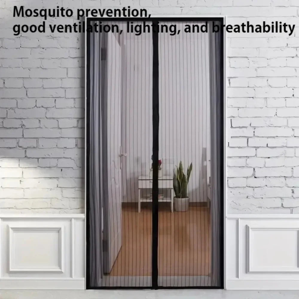 Moustiquaire de porte noir magnétique anti-insectes