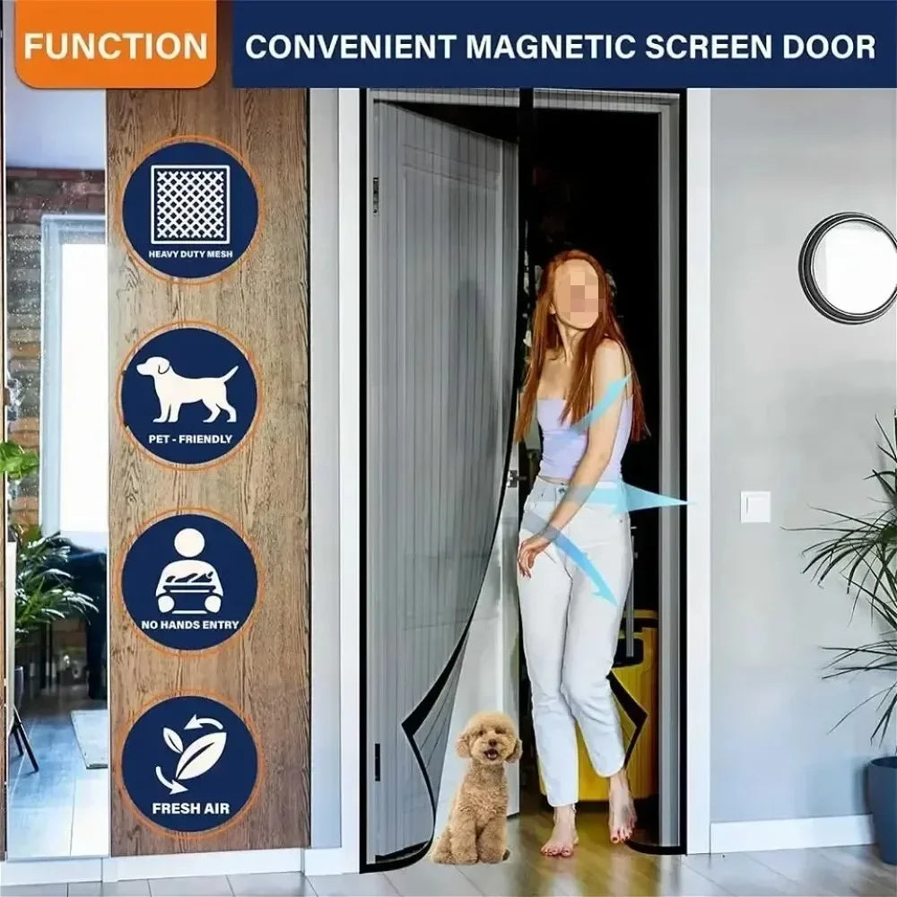 Moustiquaire de porte noir magnétique anti-insectes