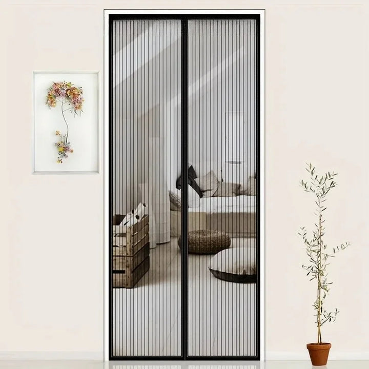 Moustiquaire de porte noir magnétique anti-insectes
