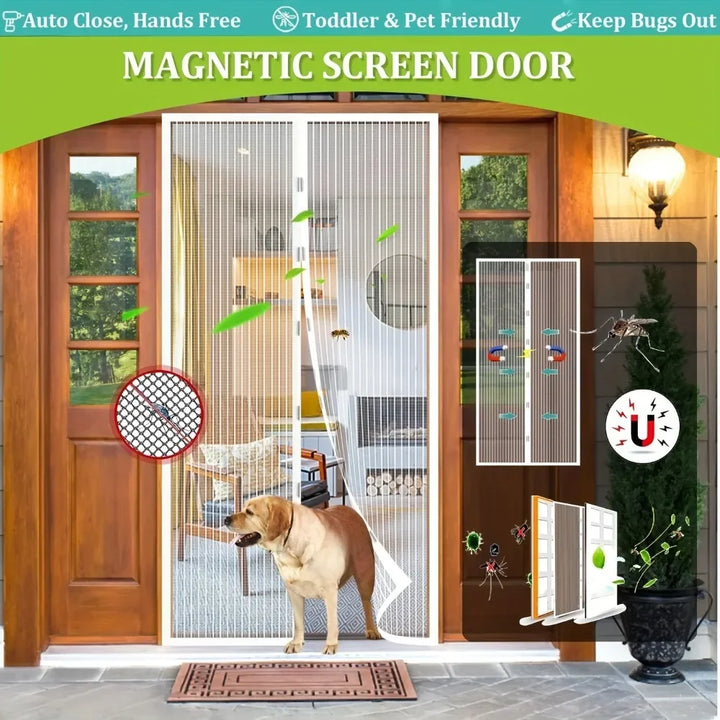 Moustiquaire de porte noir magnétique anti-insectes