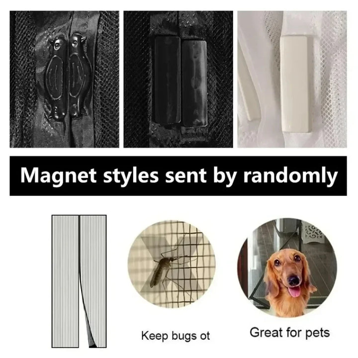 Moustiquaire de porte noir magnétique anti-insectes