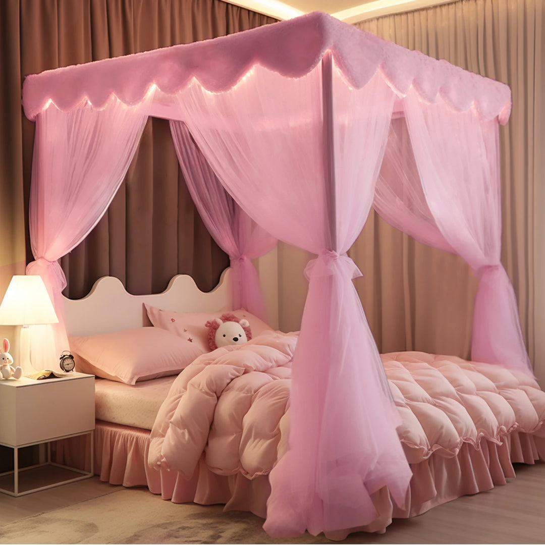 Moustiquaire de lit rose anti-moustiques pour chambre