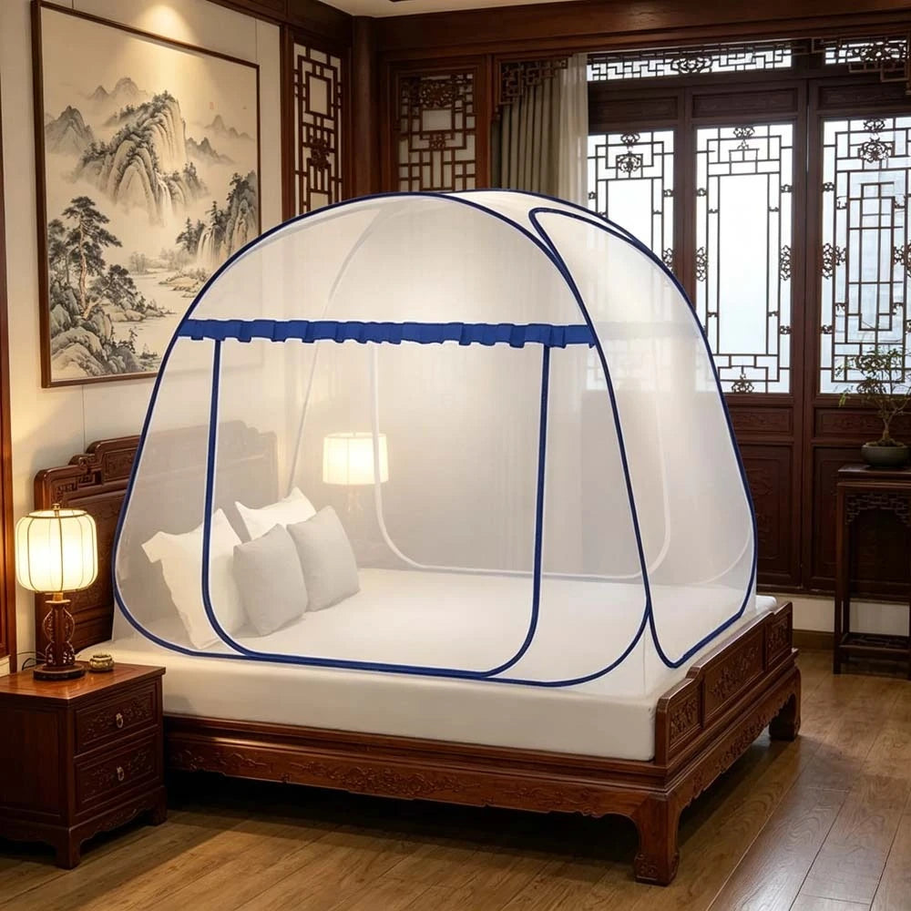 Moustiquaire de lit gris anti-moustiques pour chambre