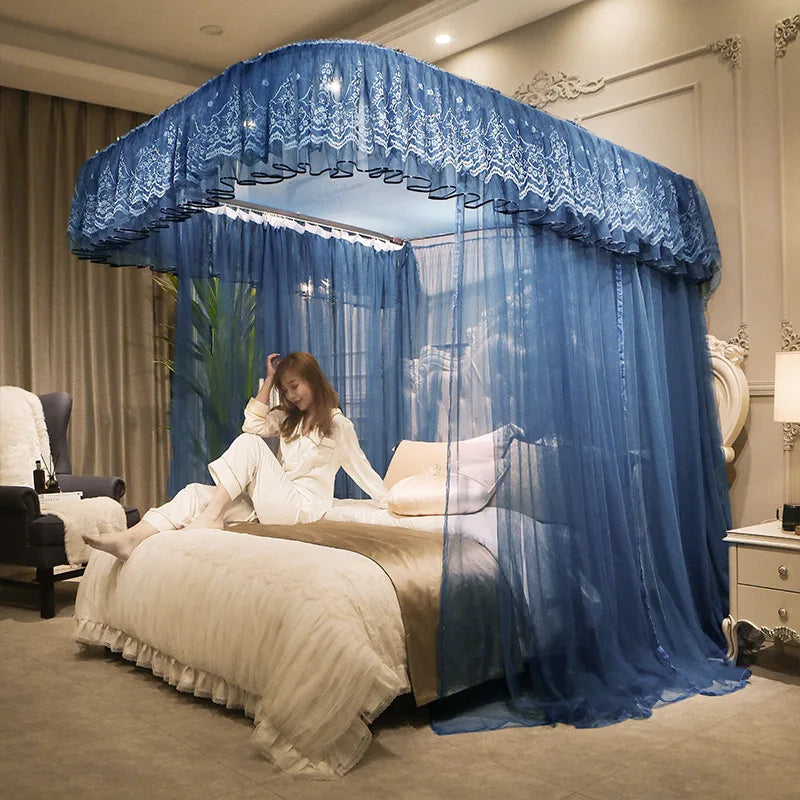 Moustiquaire de lit bleu anti-moustiques pour chambre
