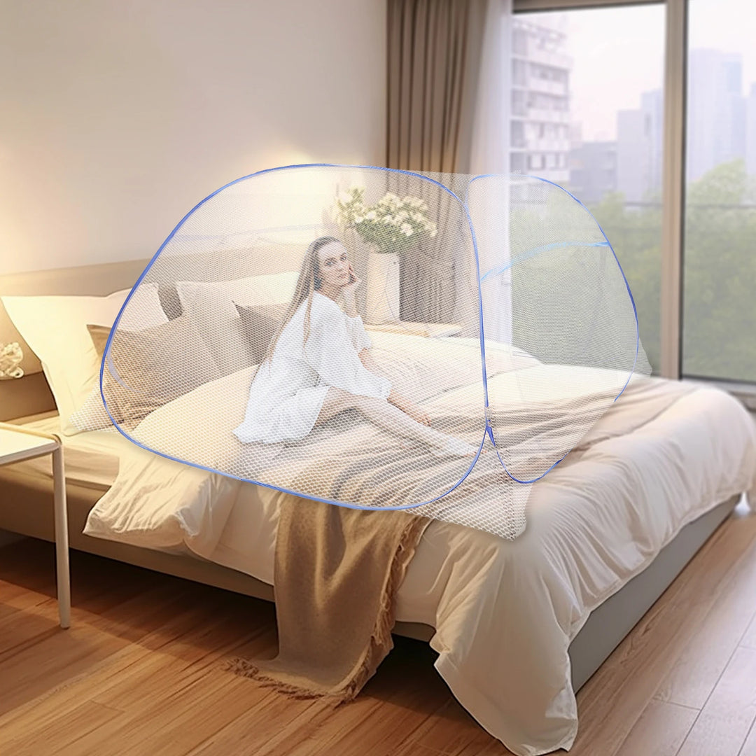 Moustiquaire de lit bleu anti-moustiques pour chambre