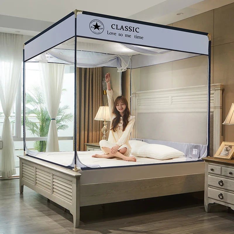 Moustiquaire de lit gris anti-moustiques pour chambre