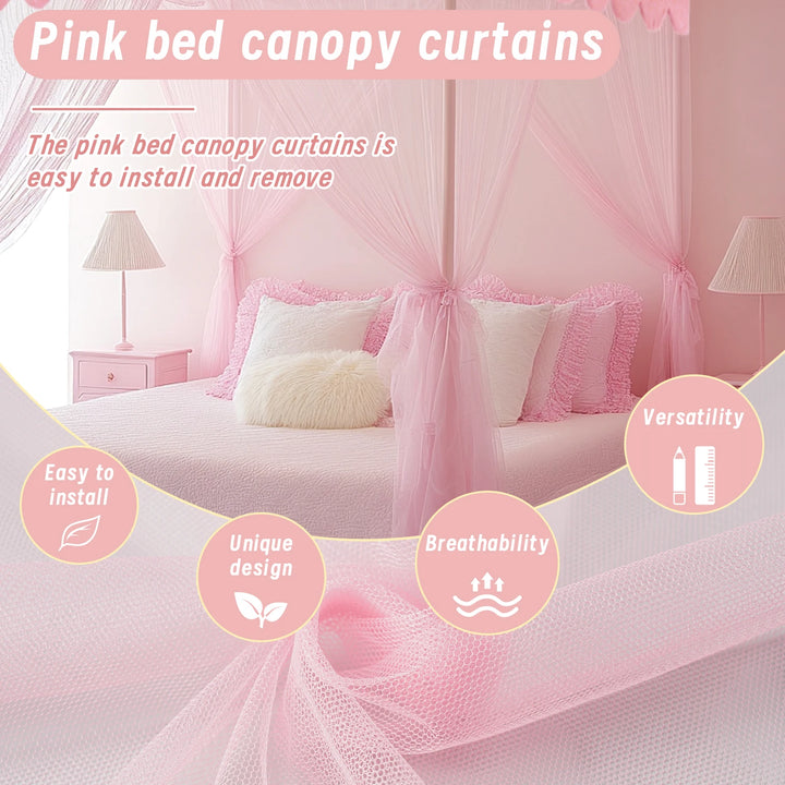 Moustiquaire de lit rose anti-moustiques pour chambre